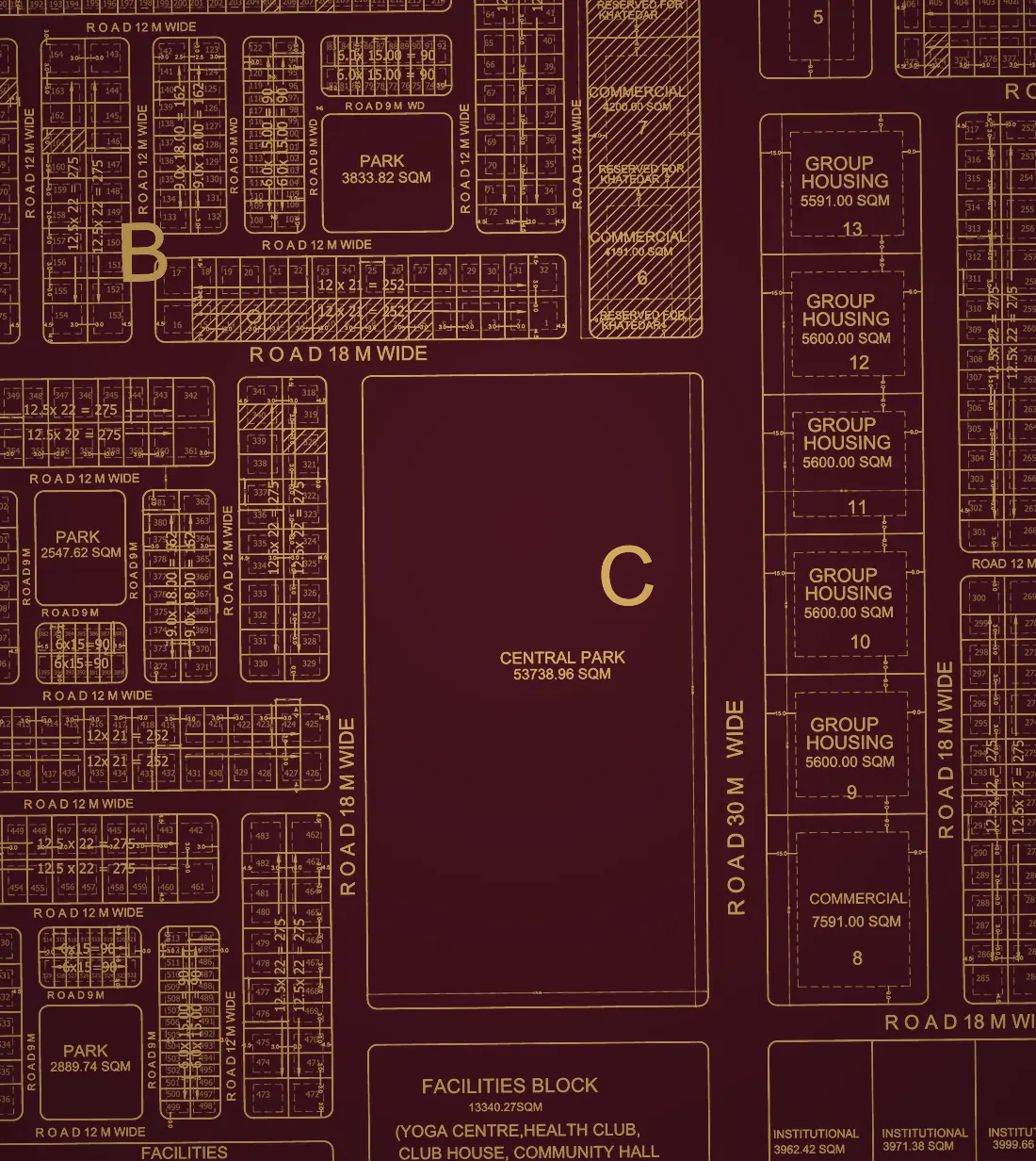 Anupam Vihar layout around Central Park